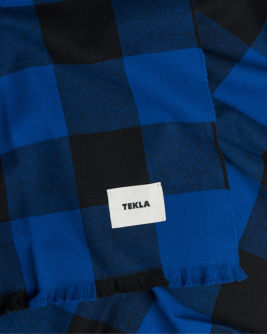 Uomini | Tekla Merino Wool Blanket Blue Gingham | Tekla | Merino Wool Blanket Blue Gingham