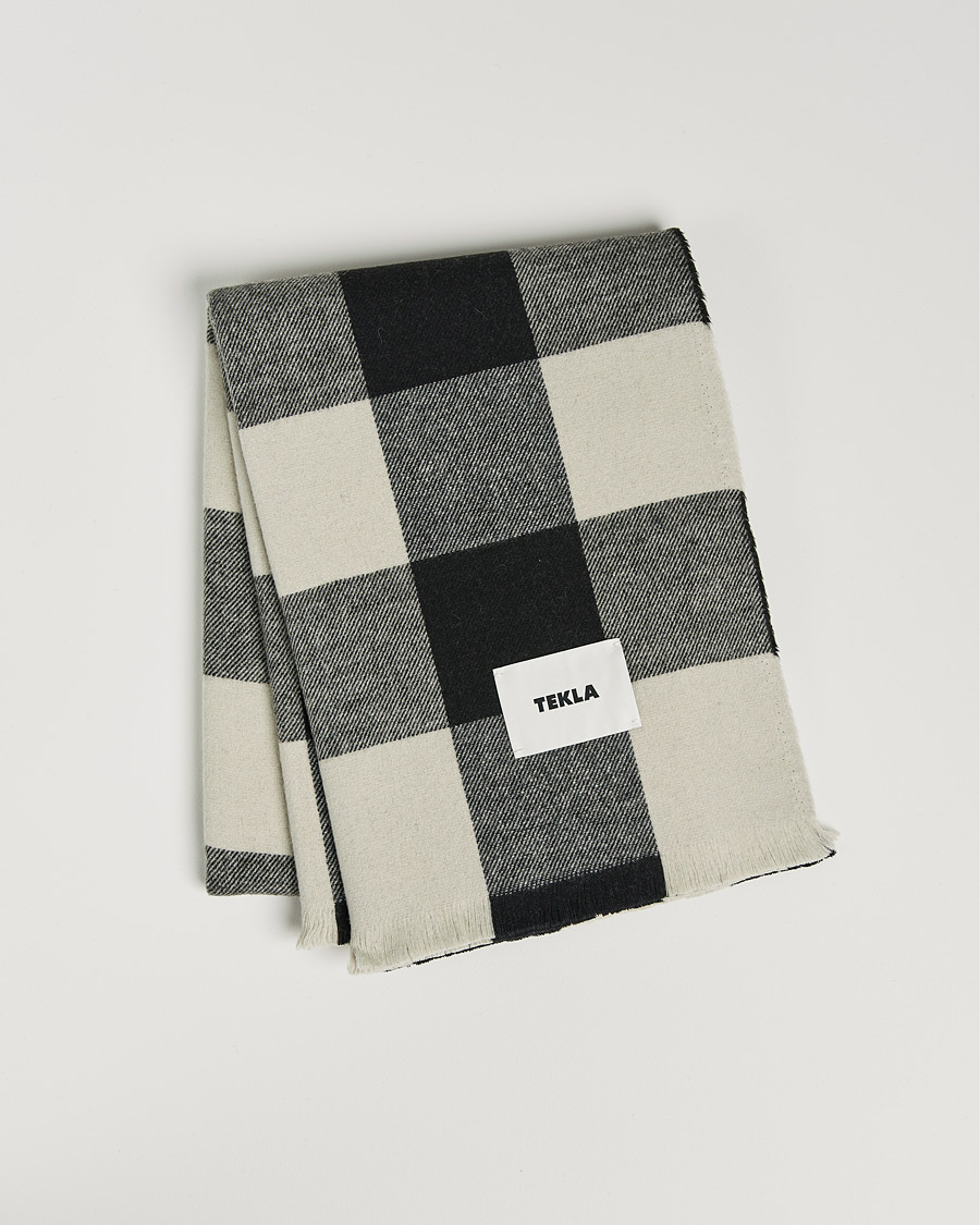 Uomini | Tekla Merino Wool Blanket Black Gingham | Tekla | Merino Wool Blanket Black Gingham