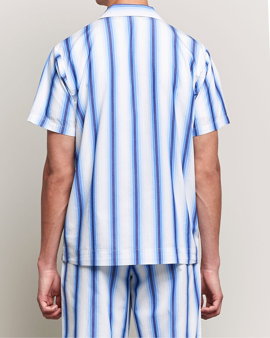 Uomini | Accappatoi & Pigiami | Tekla | Poplin Pyjama Short Sleeve Shirt Blue Marquee