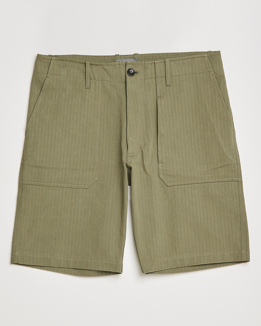 Uomini | Pantaloncini | Private White V.C. | Maker´s Cotton Herringbone Shorts Khaki