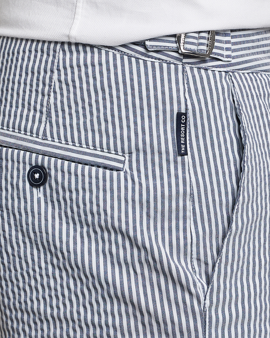 Uomini | Costumi da bagno | The Resort Co | Tailored Swim Shorts Navy Stripe Seersucker