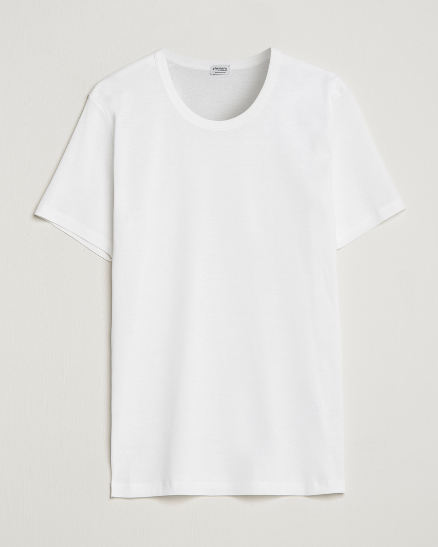 Uomini | T-shirt | Zimmerli of Switzerland | Mercerized Cotton Crew Neck T-Shirt White