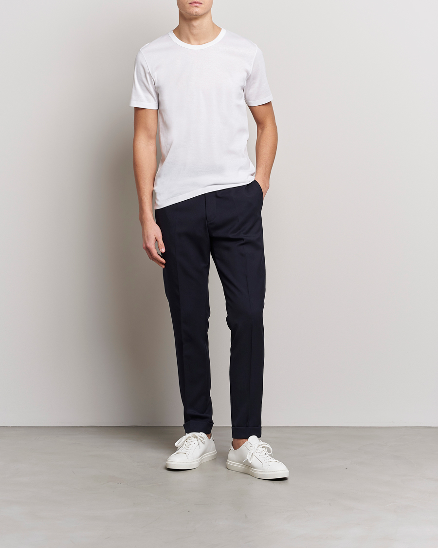 Uomini | T-shirt | Zimmerli of Switzerland | Mercerized Cotton Crew Neck T-Shirt White