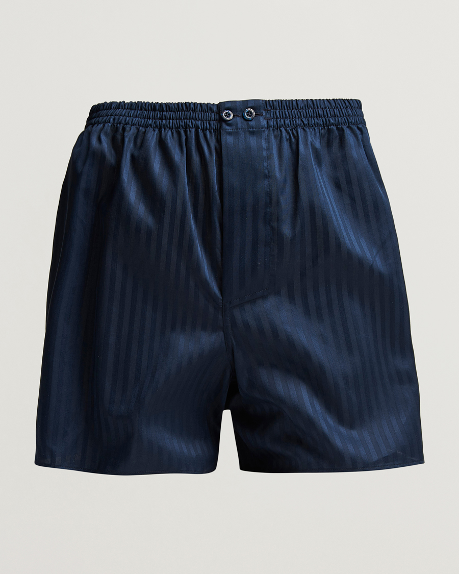 Uomini | Biancheria intima | Zimmerli of Switzerland | Mercerized Cotton Boxer Shorts Navy