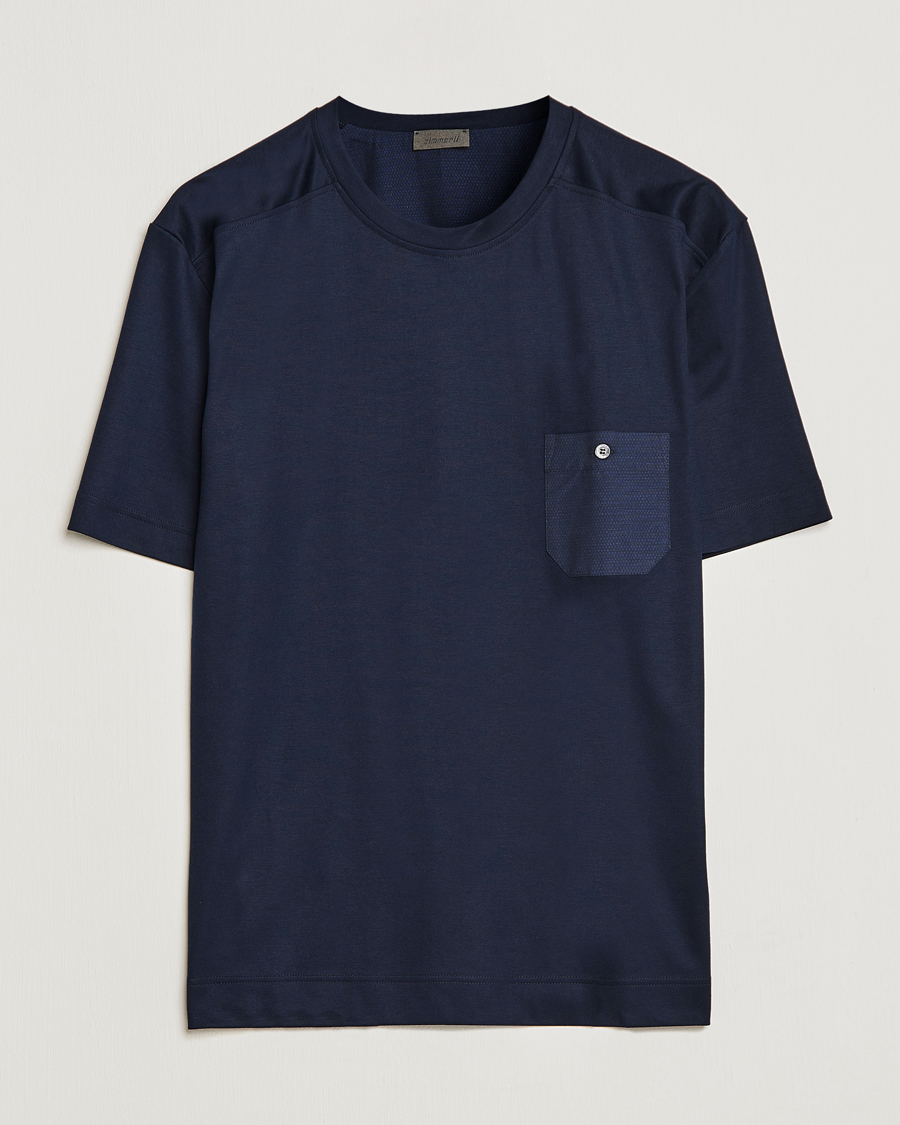 Uomini | Accappatoi & Pigiami | Zimmerli of Switzerland | Cotton/Modal Crew Neck Loungwear T-Shirt Midnight