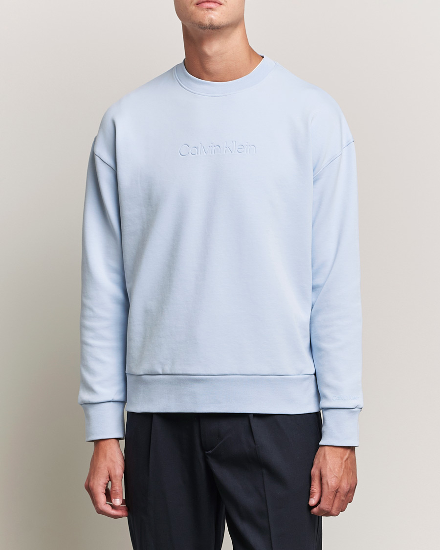 Uomini | Maglieria | Calvin Klein | Debossed Logo Crew Neck Sweatshirt Bayshore Blue