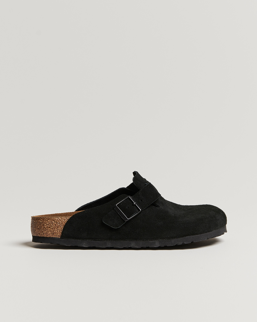 Uomini | BIRKENSTOCK Boston Soft Footbed Black Suede | BIRKENSTOCK | Boston Soft Footbed Black Suede