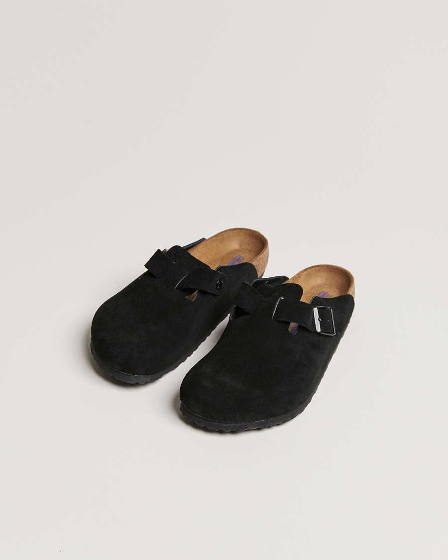 Uomini | BIRKENSTOCK Boston Soft Footbed Black Suede | BIRKENSTOCK | Boston Soft Footbed Black Suede