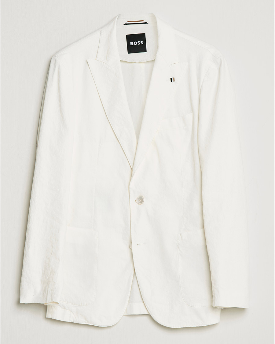 Uomini | Blazers | BOSS BLACK | BOSS Hanry Linen Peak Lapel Blazer White