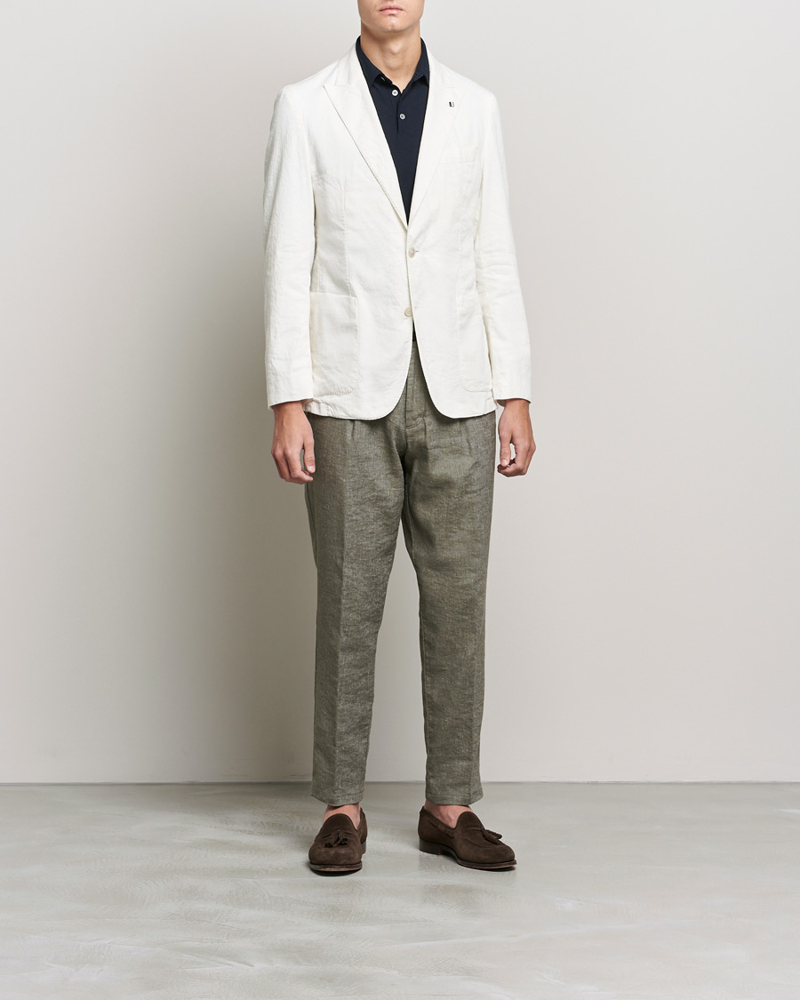 Uomini | Blazers | BOSS BLACK | BOSS Hanry Linen Peak Lapel Blazer White