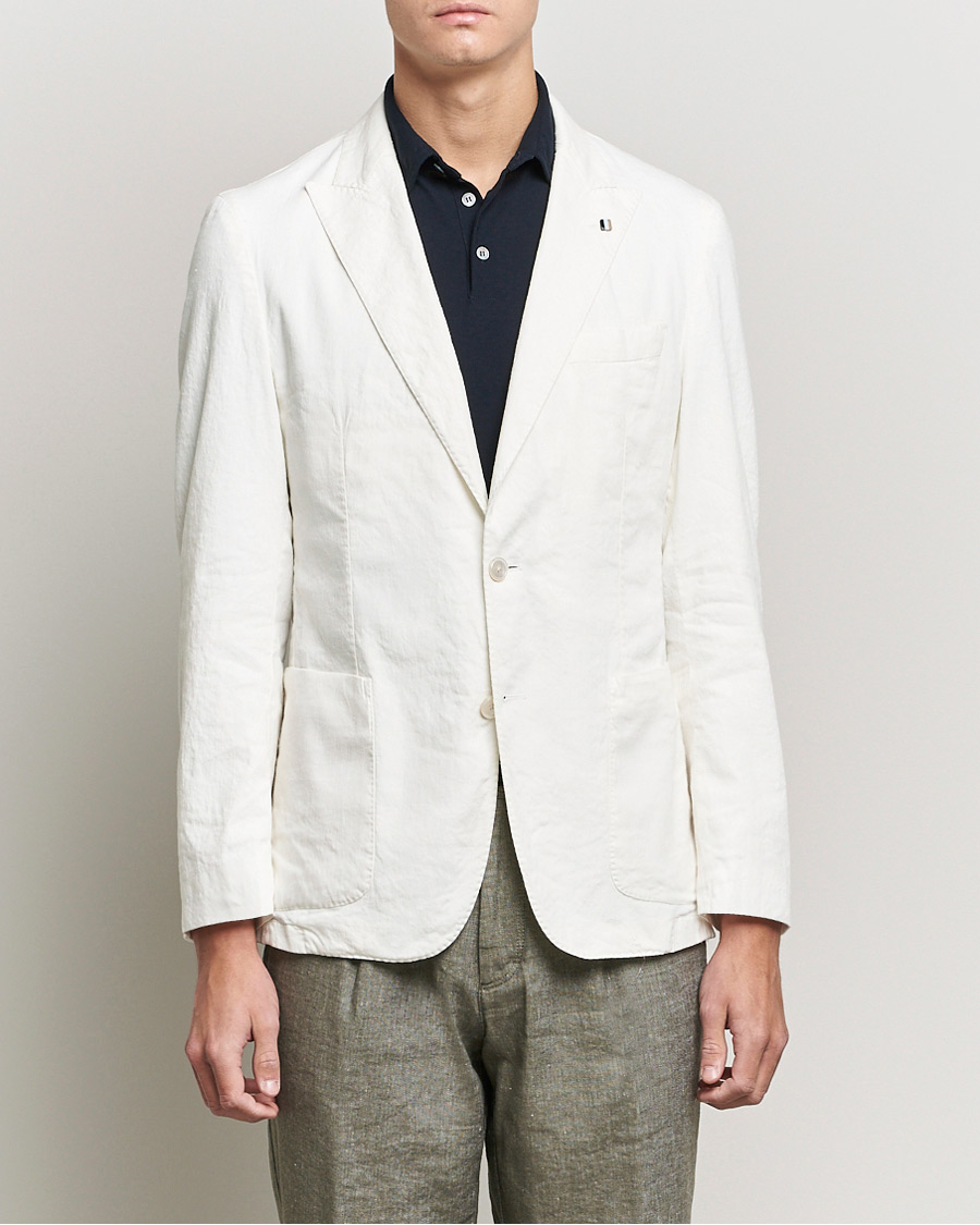 Uomini | Blazers | BOSS BLACK | BOSS Hanry Linen Peak Lapel Blazer White