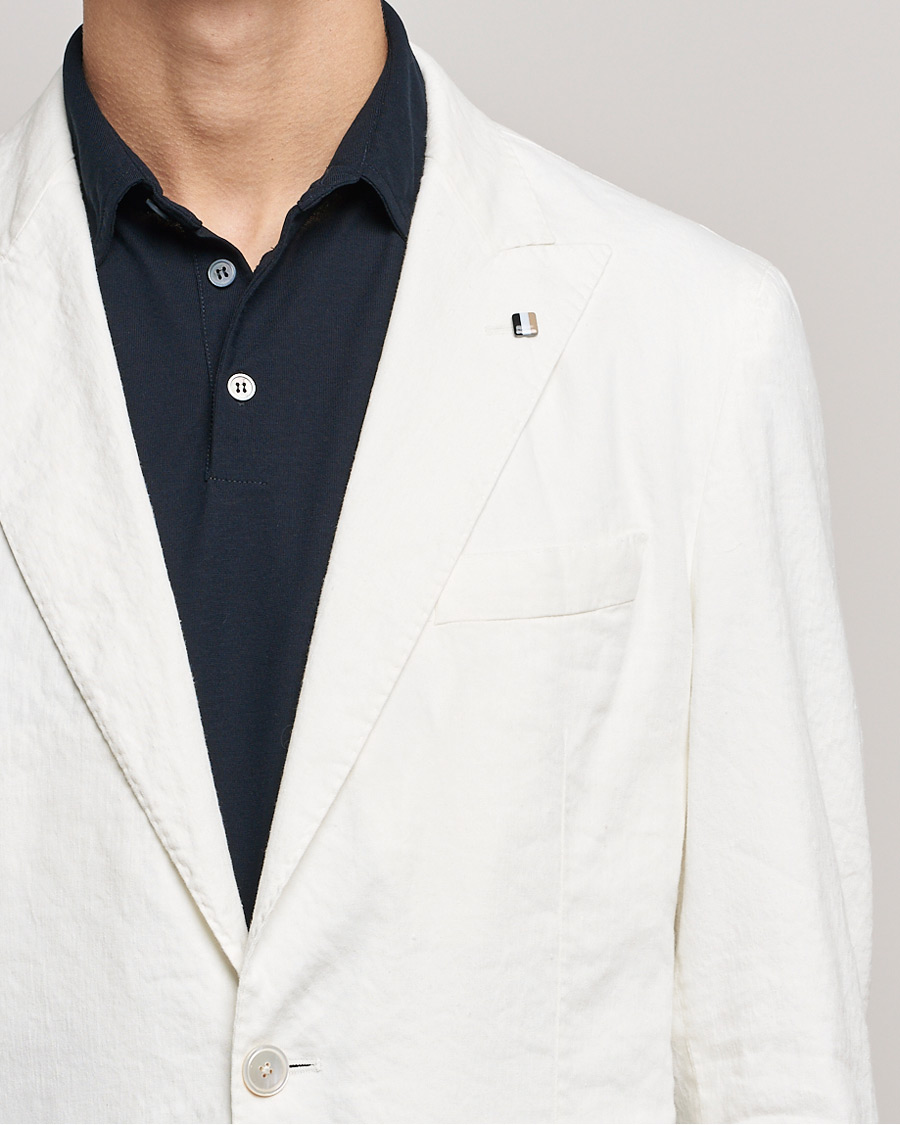 Uomini | Blazers | BOSS BLACK | BOSS Hanry Linen Peak Lapel Blazer White