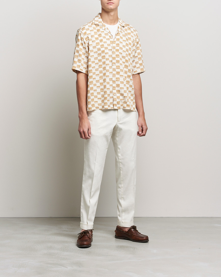 Uomini | Camicie | BOSS BLACK | BOSS Lars Printed Resort Collar Short Sleeve Shirt Open Beige