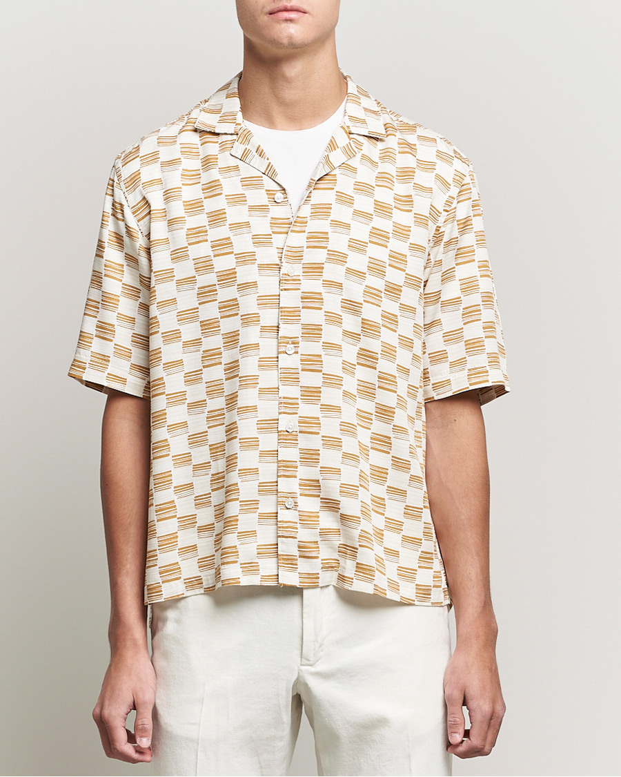 Uomini | Camicie | BOSS BLACK | BOSS Lars Printed Resort Collar Short Sleeve Shirt Open Beige