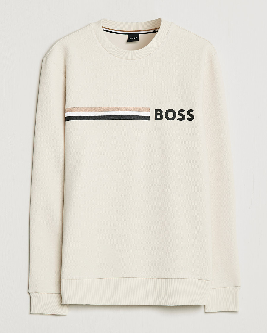 Uomini | Maglieria | BOSS BLACK | Stadler Logo Crew Neck Sweatshirt Open White