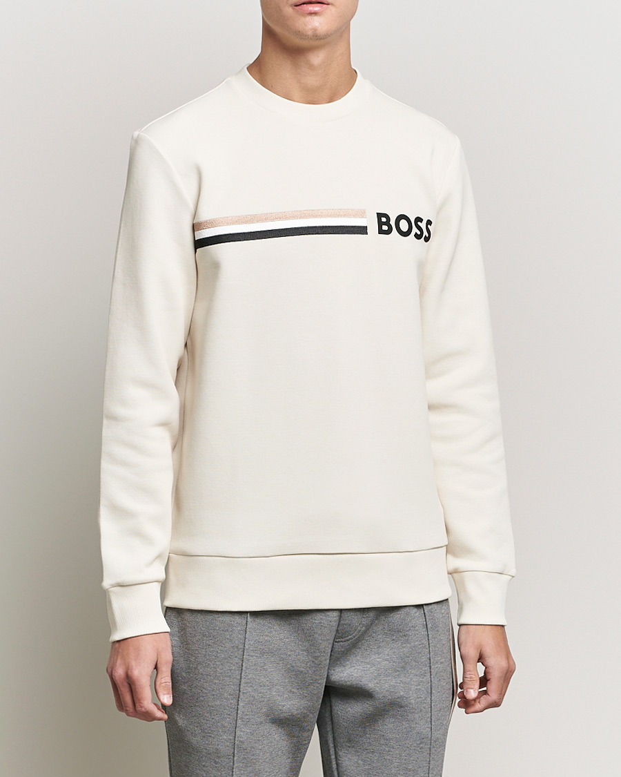 Uomini | Maglieria | BOSS BLACK | Stadler Logo Crew Neck Sweatshirt Open White
