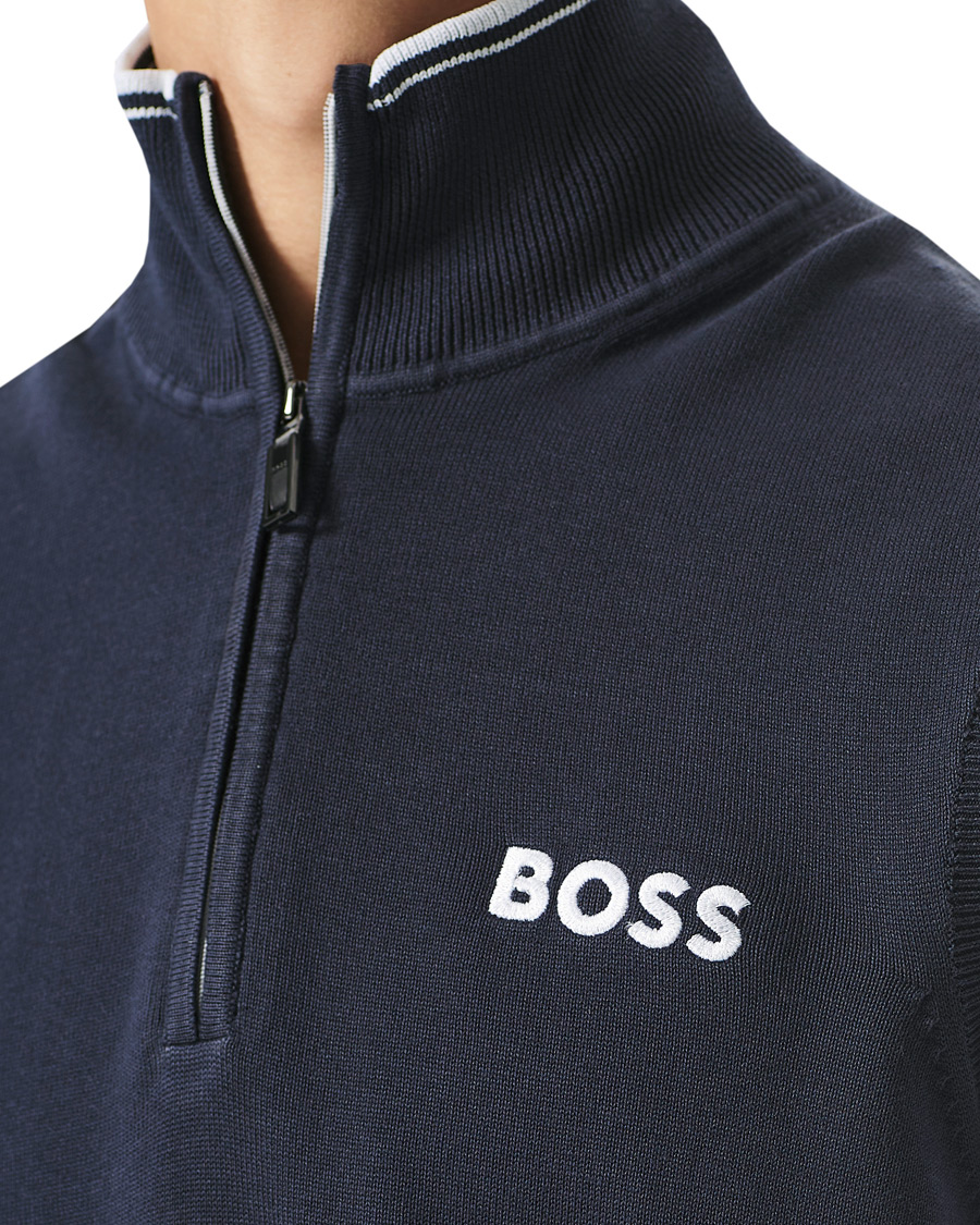 Uomini | Maglieria | BOSS GREEN | Zolf Half Zip Vest Dark Blue