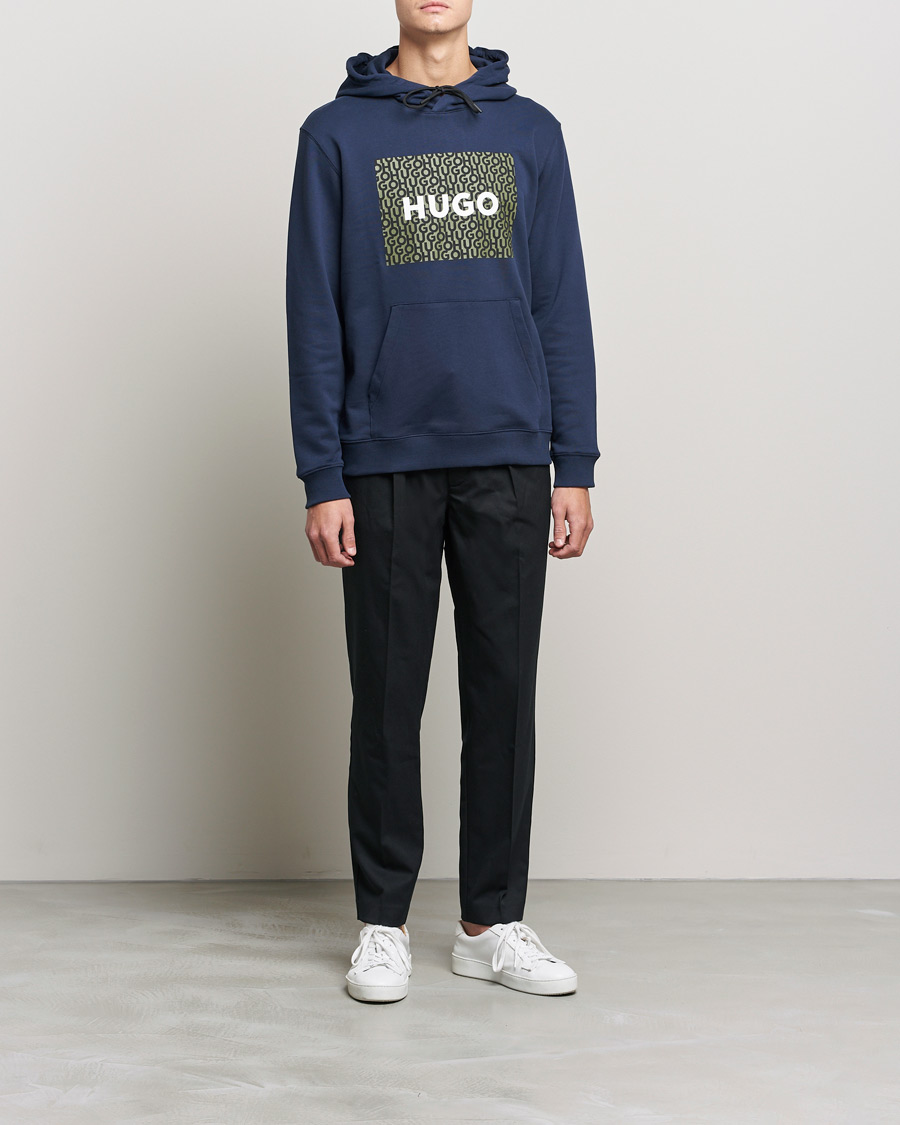 Uomini | Maglieria | HUGO | Dreeman Monogram Logo Hoodie Dark Blue