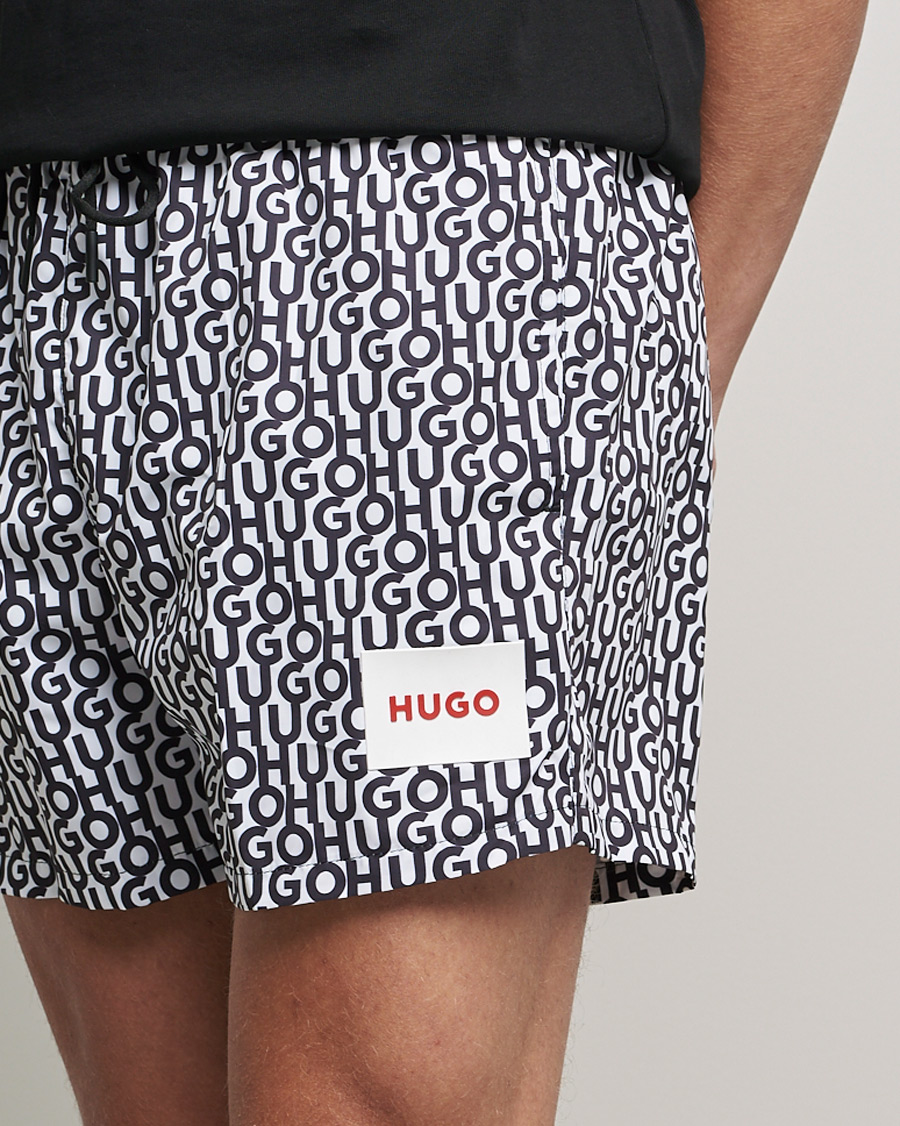 Uomini | Costumi da bagno | HUGO | Jago Monogram Logo Swimshorts White