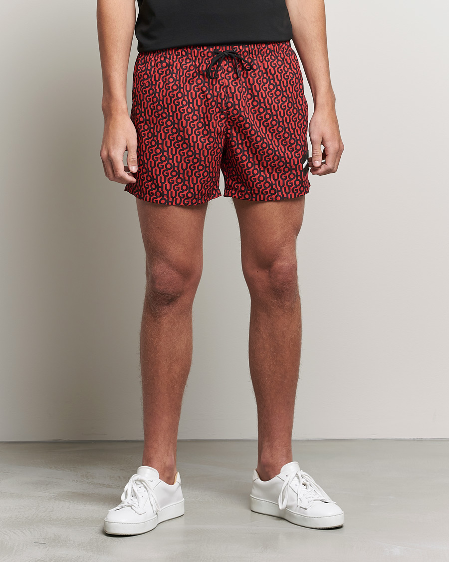 Uomini | Costumi da bagno | HUGO | Jago Monogram Logo Swimshorts Red