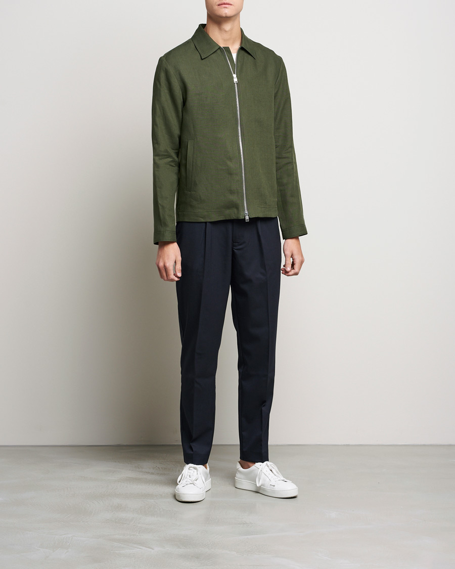 Uomini | Giacche | Tiger of Sweden | Maddon Linen Shirt Jacket Green