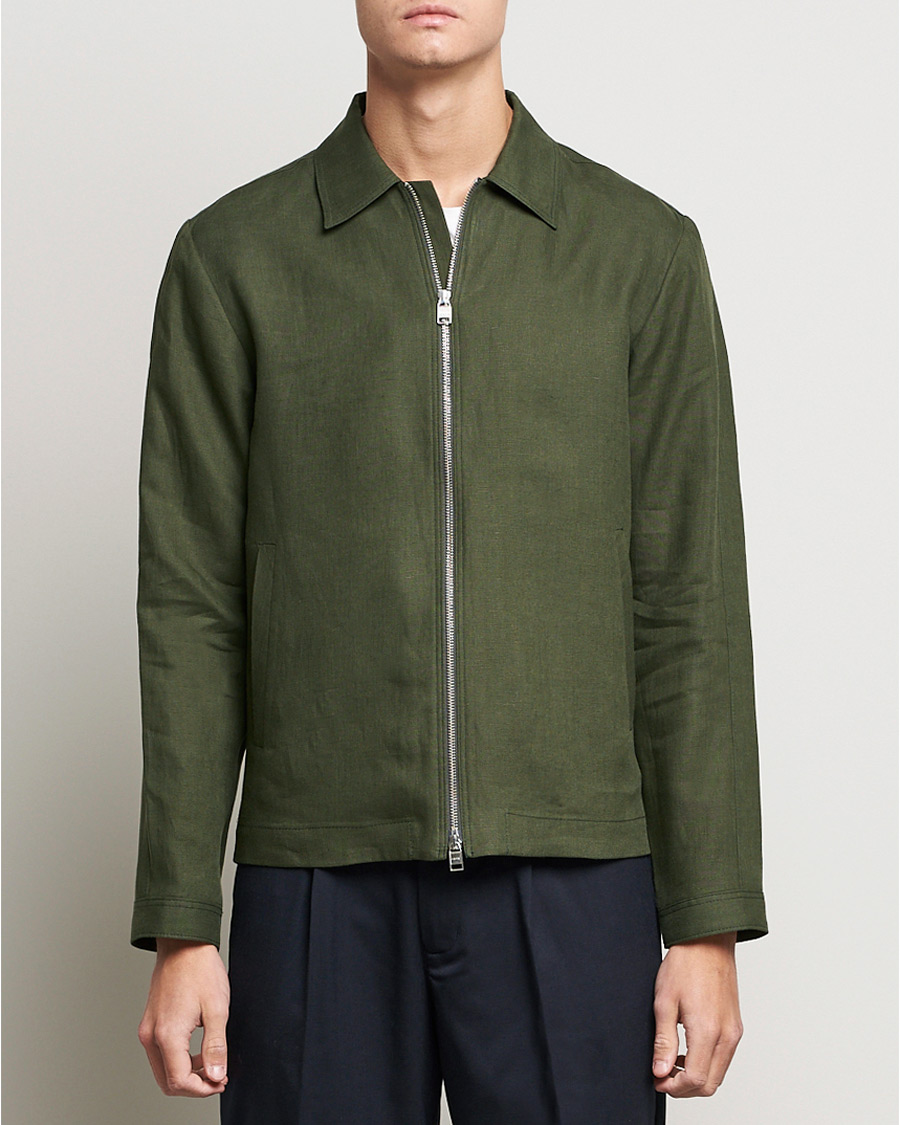 Uomini | Giacche | Tiger of Sweden | Maddon Linen Shirt Jacket Green