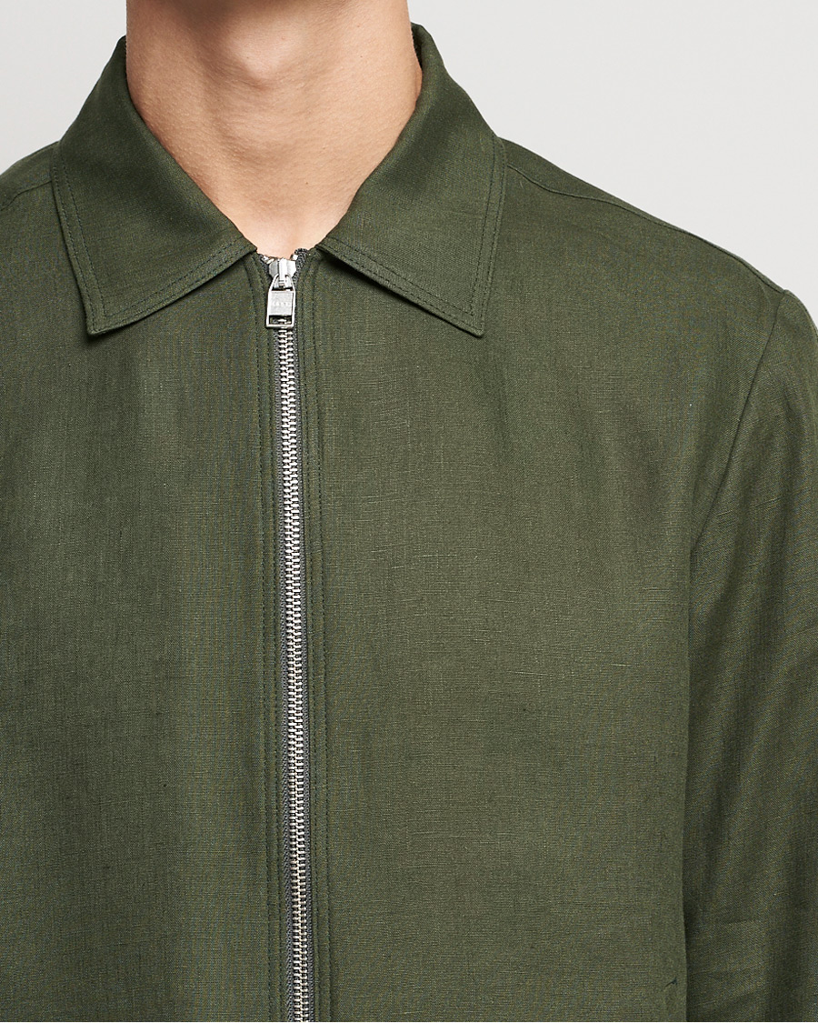 Uomini | Giacche | Tiger of Sweden | Maddon Linen Shirt Jacket Green