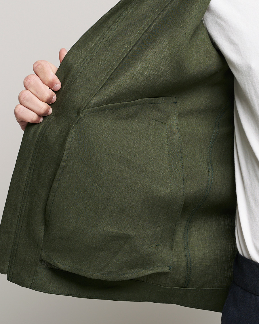 Uomini | Giacche | Tiger of Sweden | Maddon Linen Shirt Jacket Green