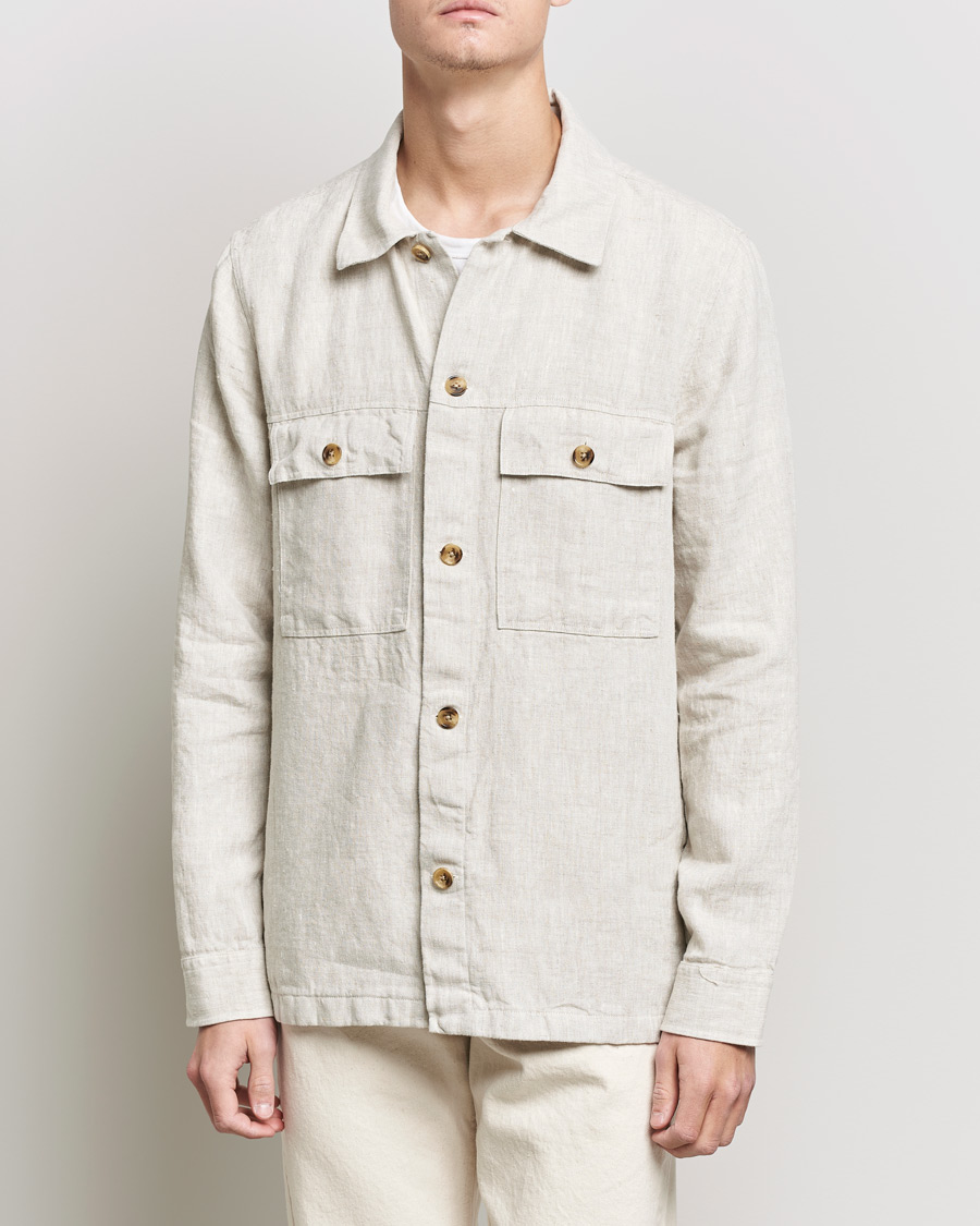 Uomini | Camicie | NN07 | Wilas Linen Overshirt Oat