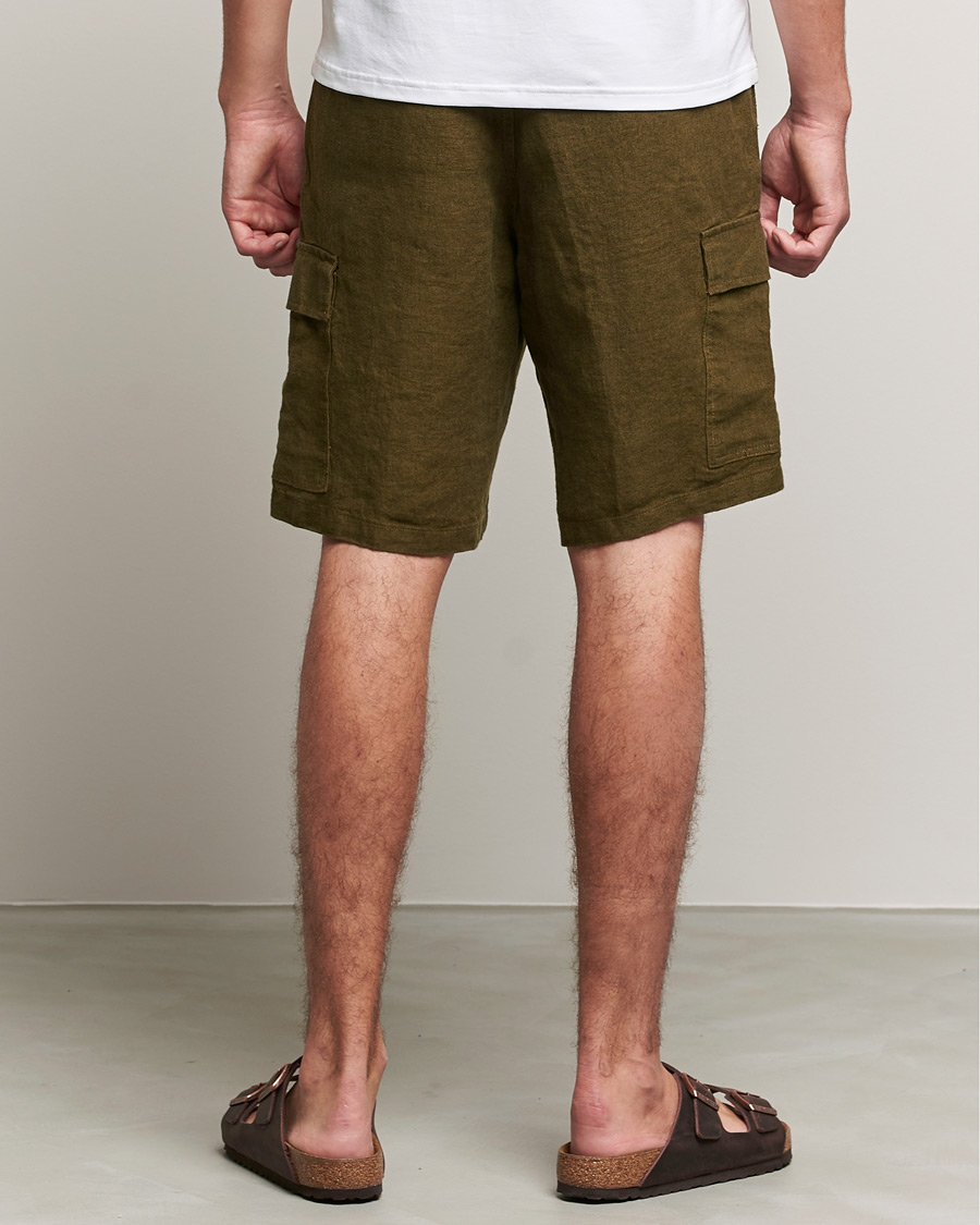Uomini | Pantaloncini | NN07 | Arnie Cargo Linen Shorts Dark Olive