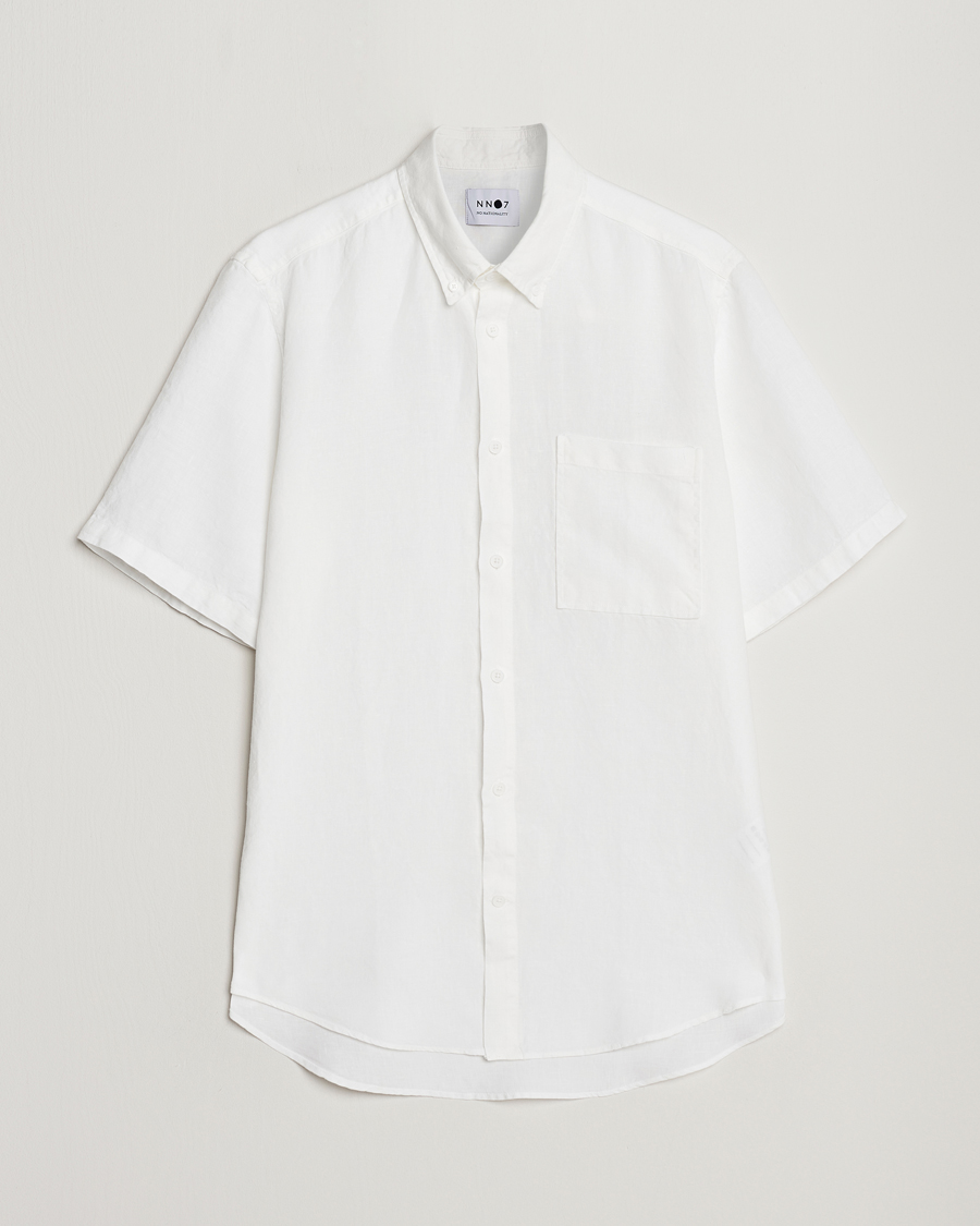 Uomini | Camicie | NN07 | Arne Linen Short Sleeve Shirt White