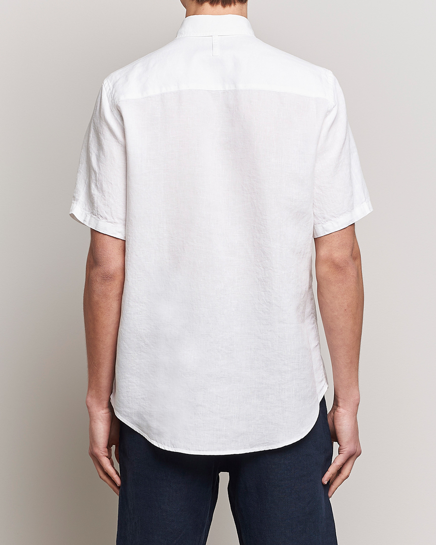 Uomini | Camicie | NN07 | Arne Linen Short Sleeve Shirt White