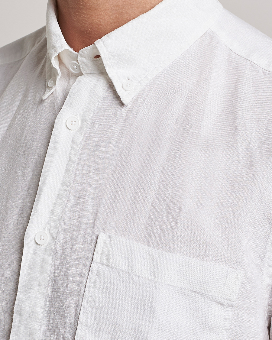 Uomini | Camicie | NN07 | Arne Linen Short Sleeve Shirt White