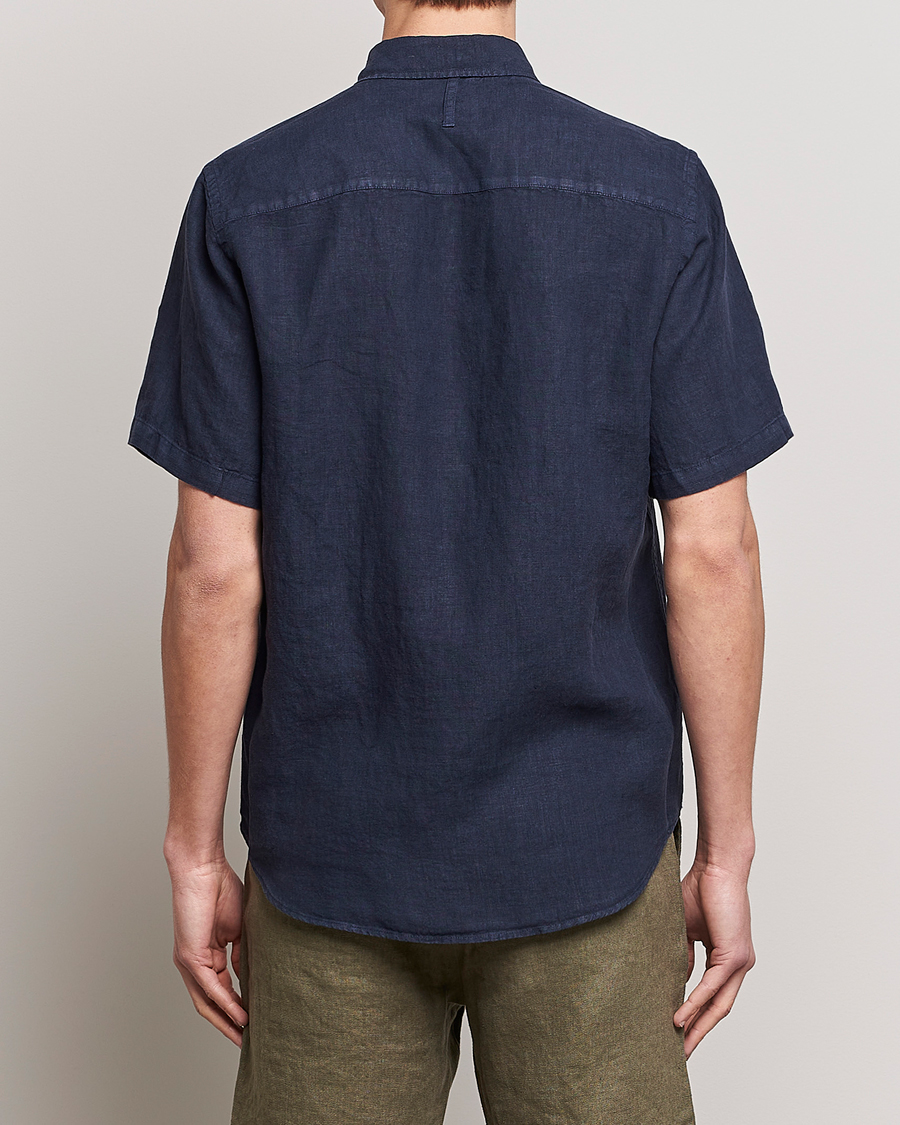 Uomini | Camicie | NN07 | Arne Linen Short Sleeve Shirt Navy