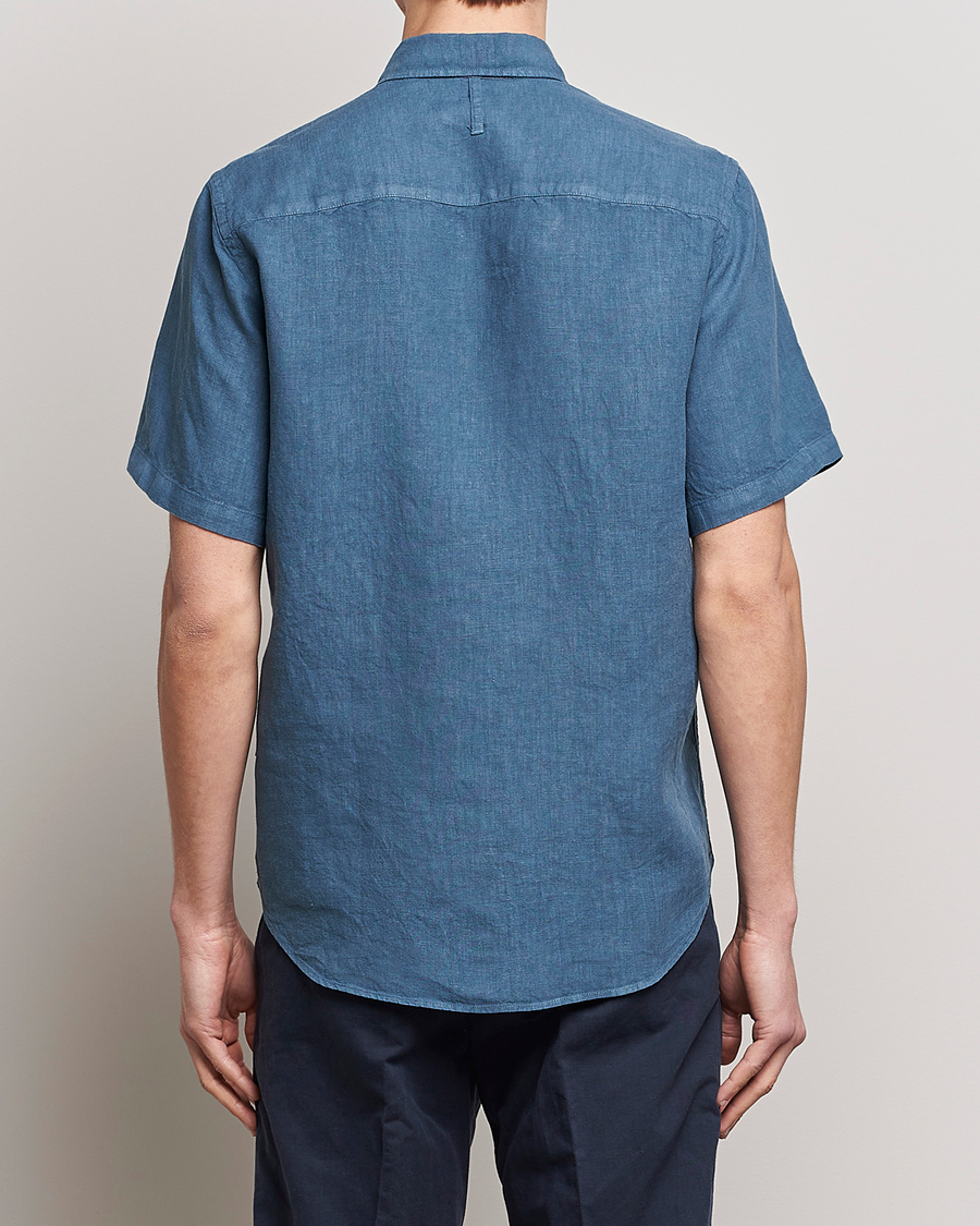 Uomini | Camicie | NN07 | Arne Linen Short Sleeve Shirt Dust Blue