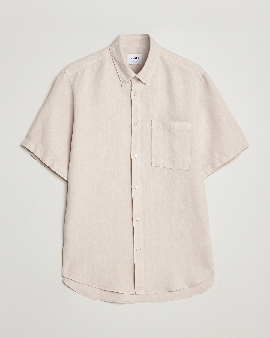 Uomini | Camicie | NN07 | Arne Linen Short Sleeve Shirt Oat