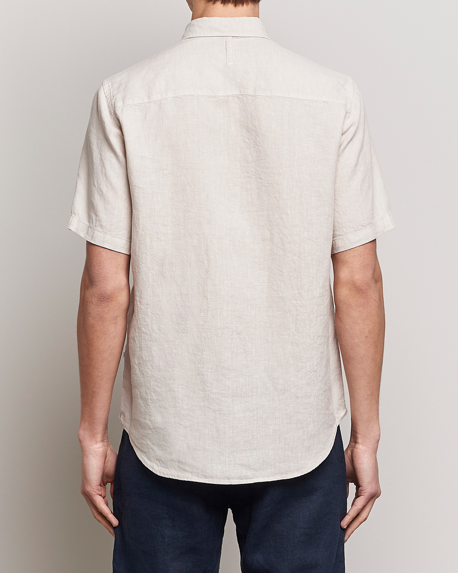 Uomini | Camicie | NN07 | Arne Linen Short Sleeve Shirt Oat
