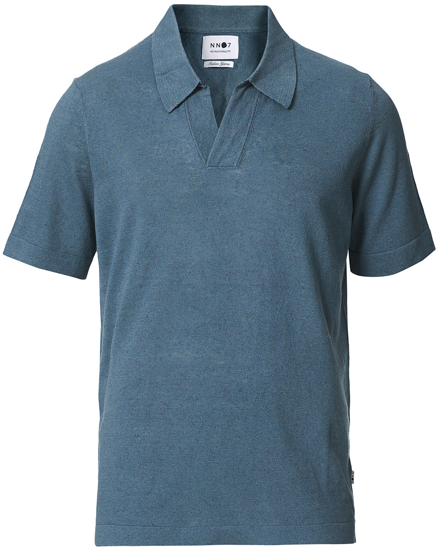 Uomini | Polo | NN07 | Ryan Cotton/Linen Polo Dust Blue