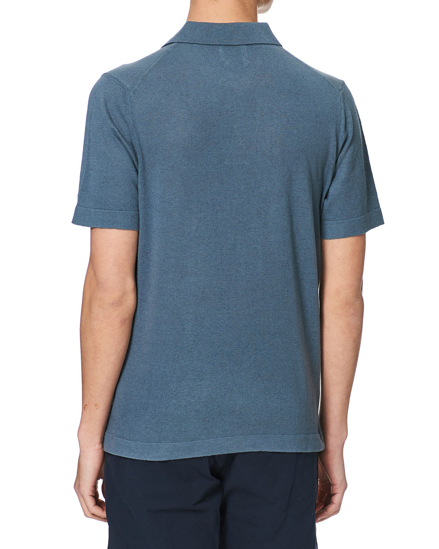 Uomini | Polo | NN07 | Ryan Cotton/Linen Polo Dust Blue
