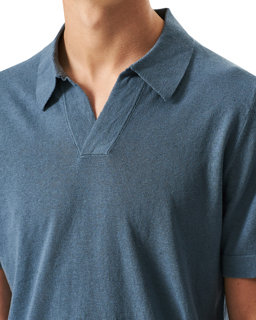 Uomini | Polo | NN07 | Ryan Cotton/Linen Polo Dust Blue