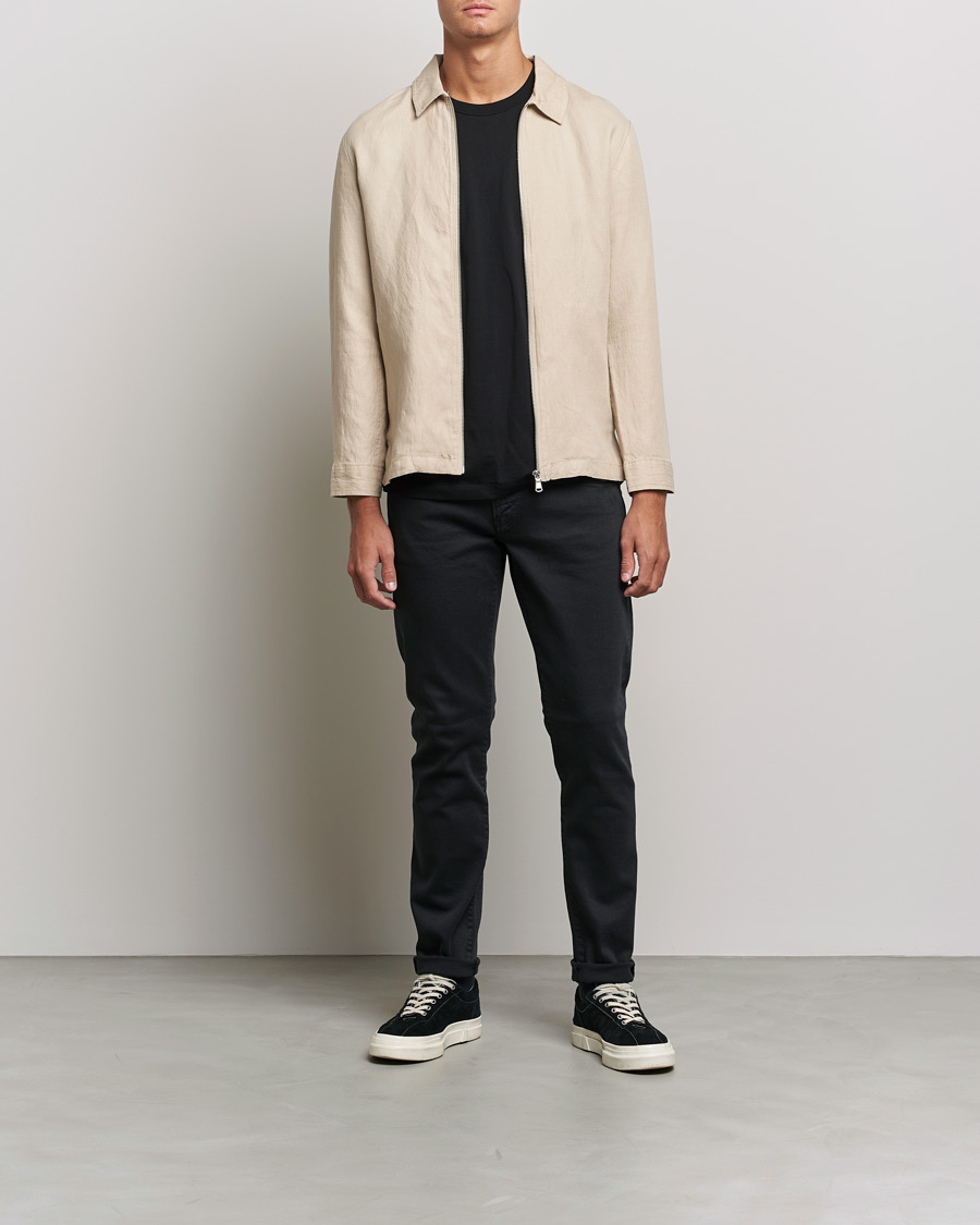 Uomini | Camicie | J.Lindeberg | Jason Zip Linen Shirt Jacket Safari Beige