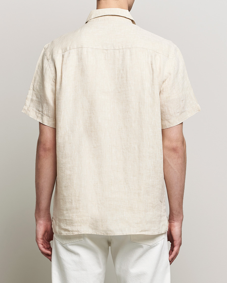 Uomini | Camicie | J.Lindeberg | Linen Melange Short Sleeve Shirt Safari Beige