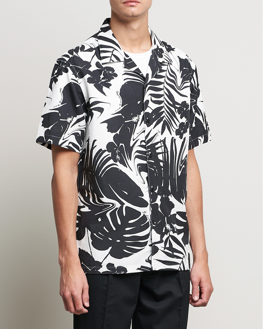 Uomini | Camicie | J.Lindeberg | Elio Hibiscus Print Short Sleeve Shirt White/Black
