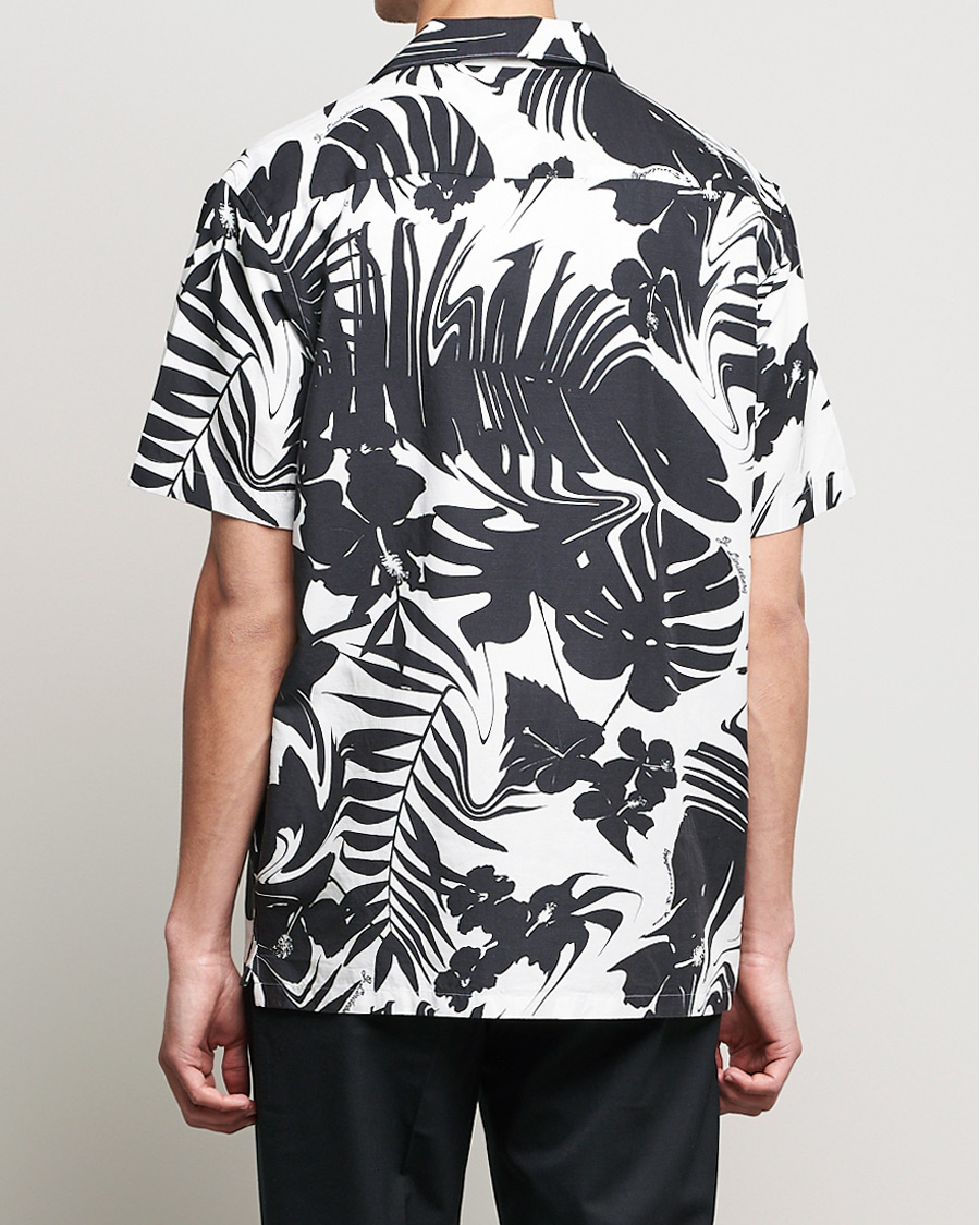 Uomini | Camicie | J.Lindeberg | Elio Hibiscus Print Short Sleeve Shirt White/Black