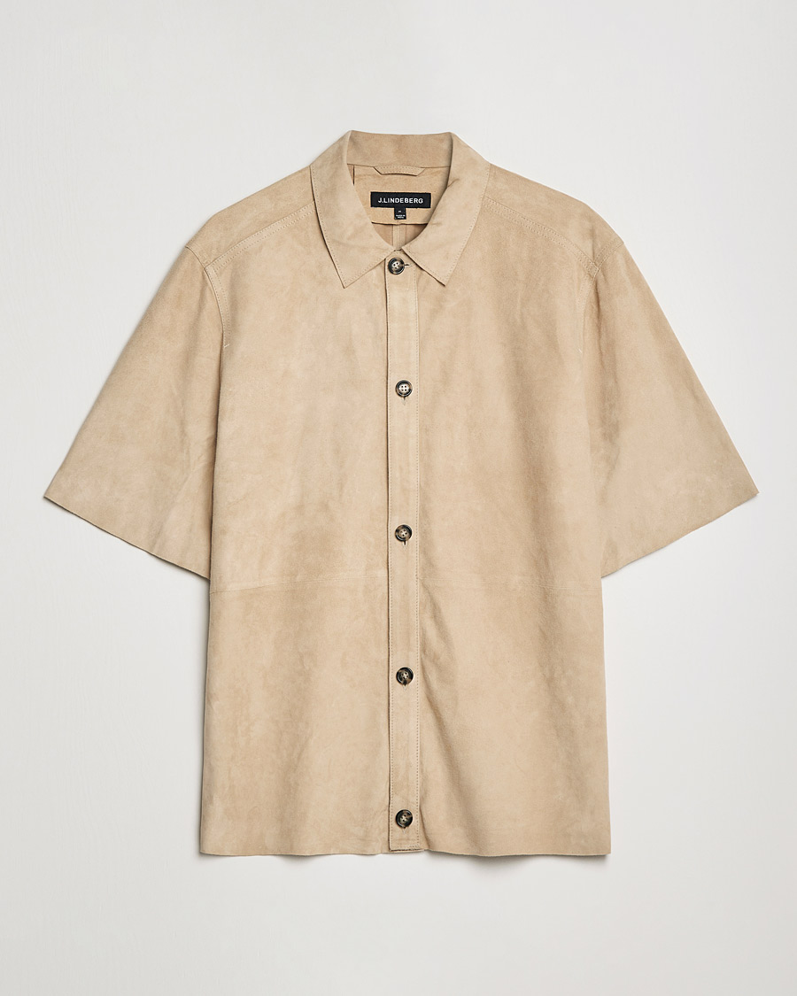 Uomini | Camicie | J.Lindeberg | Shorty Short Sleeve Suede Shirt Safari Beige