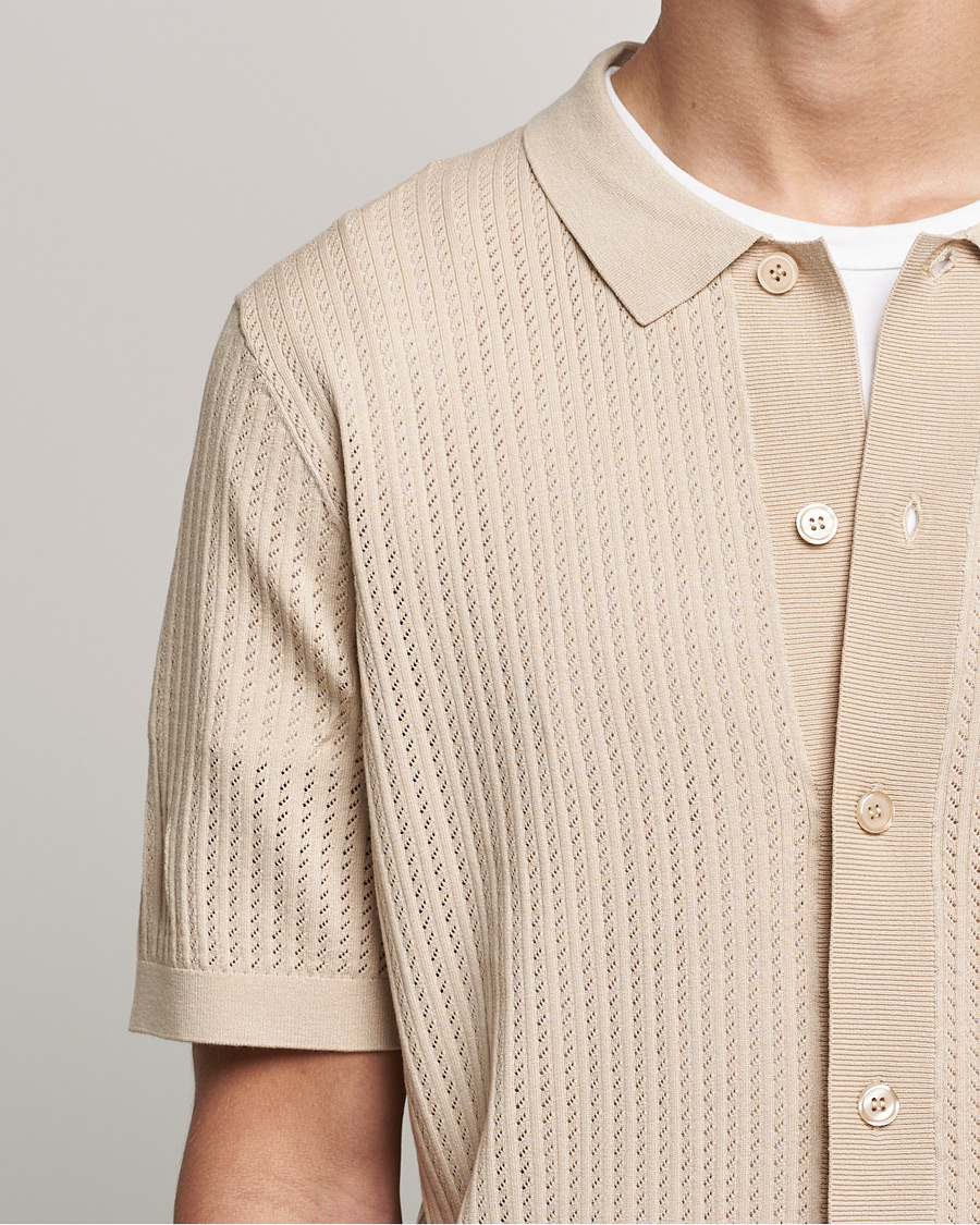 Uomini | Camicie | J.Lindeberg | Skyler Rayon Silk Knit Shirt Safari Beige