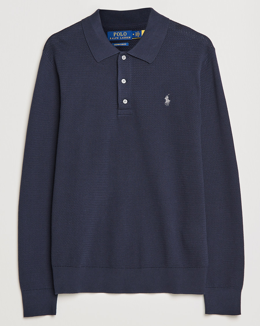 Uomini | Maglieria | Polo Ralph Lauren | Textured Knitted Polo Navy