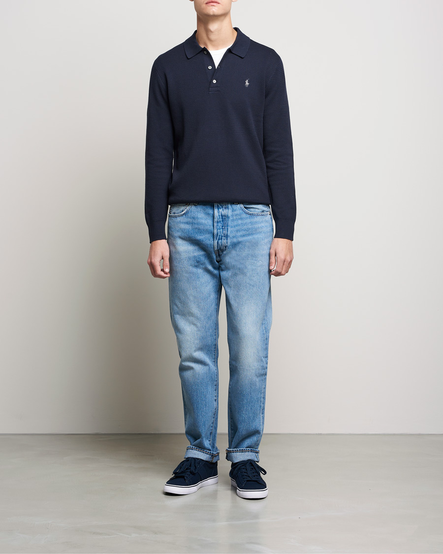 Uomini | Maglieria | Polo Ralph Lauren | Textured Knitted Polo Navy