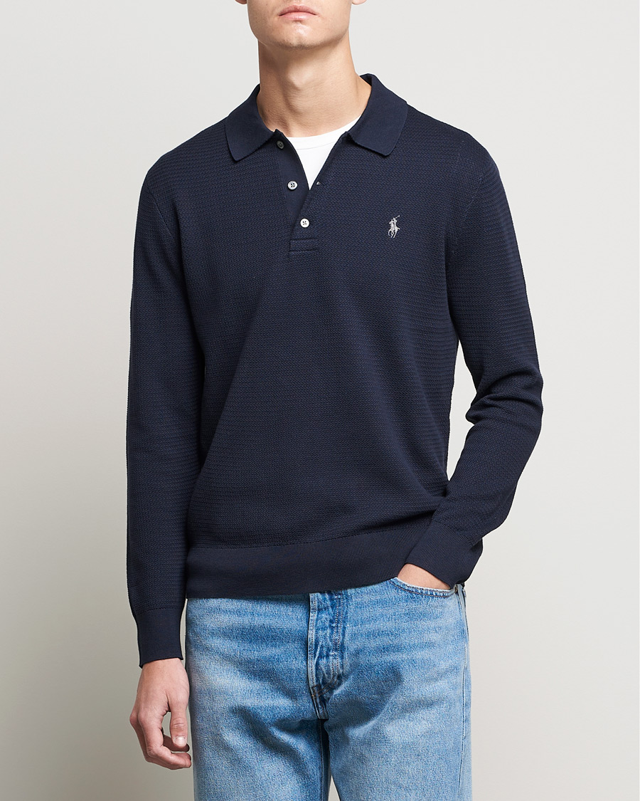 Uomini | Maglieria | Polo Ralph Lauren | Textured Knitted Polo Navy