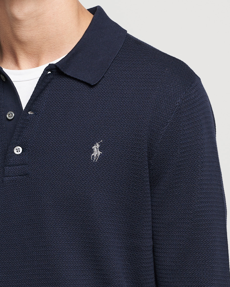 Uomini | Maglieria | Polo Ralph Lauren | Textured Knitted Polo Navy